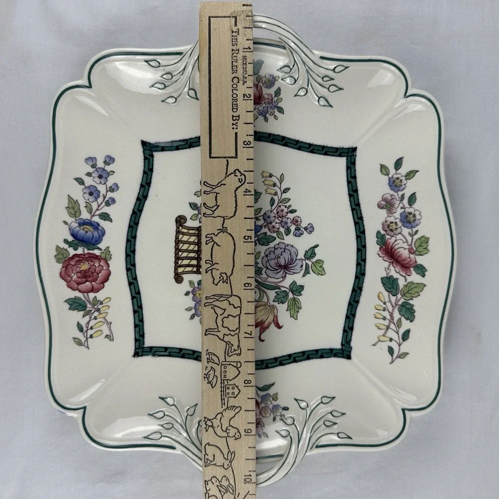 Antique Wedgwood Etruria England Floral 2‎ Handle Platter 1926 EXC basket handle